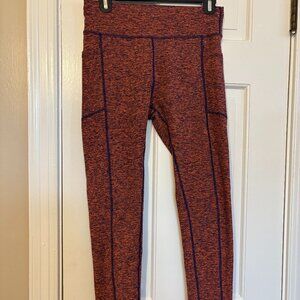 Oiselle Lux Life Full Tights Running Leggings - 6 - Orange / Blue